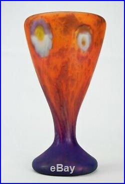Daum Nancy Rare Vase à Décor Intercalaire de Corolles Verre Art Déco Signé
