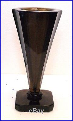 Daum Nancy Vase cristal fumé 28 cm d'époque Art-Déco signé