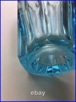Daum Nancy, vase cristal bleu turquoise art deco, rare