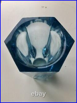 Daum Nancy, vase cristal bleu turquoise art deco, rare