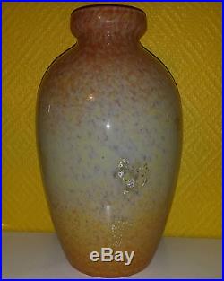 Delatte Nancy Important Vase Art Deco Avec Inclusions De Pailletes D'argent