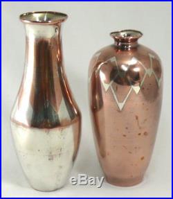 Dinanderie Christofle, 2 adorables petits vases, Art Déco, métal argenté