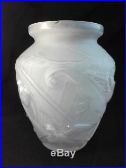 ETLING Vase aux oiseaux en verre Art Déco