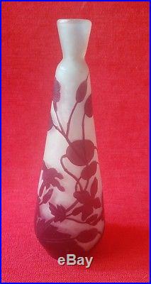 Emile Gallé Art Nouveau Vase Soliflore en Pate de verre Déco ancien acide