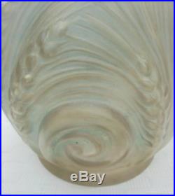 Etaleune Vase Art Deco Verre Moule Presse Satine Décor Blés N3661