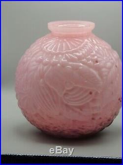 Exceptionnel Vase Boule En Verre Presse Moule Art Deco D. L. G Pierre D Avesn