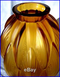 Exceptionnel gros vase art-deco 24 pirogues par Sabino, era daum galle lalique