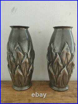 Francois Cortesi Superbe Paire De Vases Art Deco En Etain Jugendstil 1930