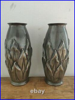 Francois Cortesi Superbe Paire De Vases Art Deco En Etain Jugendstil 1930