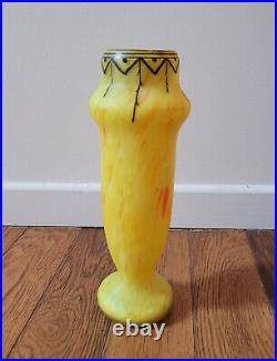 Francois Théodore Legras Vase en verre marmoréen jaune orangé Art déco