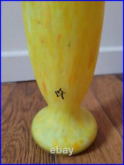 Francois Théodore Legras Vase en verre marmoréen jaune orangé Art déco