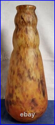 GRAND VASE BALUSTRE en VERRE MARMORÉEN tons orangés signé André DELATTE Art Déco GRAND VASE BALUSTRE en VERRE MARMORÉEN tons orangés signé André DELATTE Art Déco