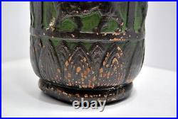 GRAND VASE terre cuite ART DECO neo-babylonien patine verte 40 cm