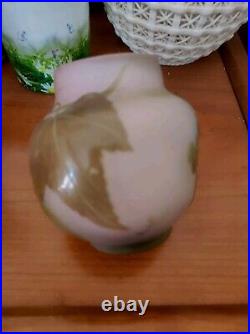 Galle VASE VERRE DEGAGE A L'ACIDE ART DÉCO Rose Beige Parfait État Hauteur 8 Cm