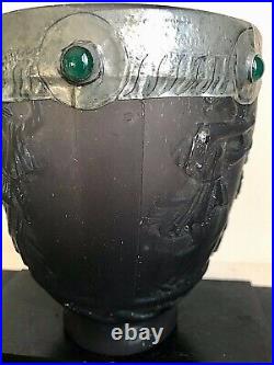 Georges De Feure vase pate de verre violine art Deco antique vase gabochon vert