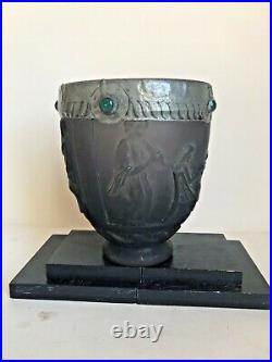 Georges De Feure vase pate de verre violine art Deco antique vase gabochon vert
