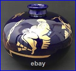 Grand Vase Boule Art Déco Mythologie Gustave Asch Faïence Sainte Radegonde 1931