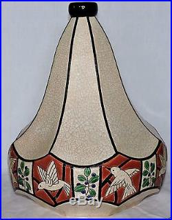 Grand Vase En Emaux De Longwy Art Deco Avec Colombes Blanches Stulisees