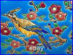 Grand Vase Gourde Art Déco Céramique Emaux de Longwy fleurs oiseaux magnifique