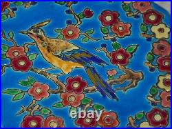 Grand Vase Gourde Art Déco Céramique Emaux de Longwy fleurs oiseaux magnifique