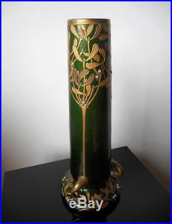 Grand Vase Legras Montjoye Art Nouveau Decor Gui Ht. 46,5