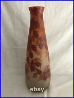 Grand Vase Piriforme signé LEUNE Art Déco Art Nouveau Gallé Daum 51cm