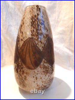 Grand Vase Théodore Legras Ancien Décor Coquillage Dégage Acide Art Déco 1920