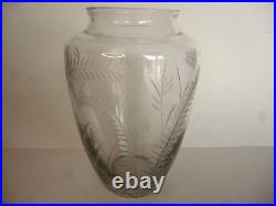 Grand Vase en Cristal Art Déco 1930 signé LORRAIN (DAUM D AVESN) Fougères