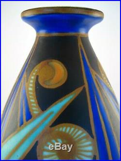 Grand Vase faïence fine FRERES BOCH CHARLES CATTEAU KERAMIS D1262 ART DECO 1929