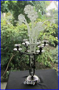 Grand candélabre, chandelier vase design argent cristal