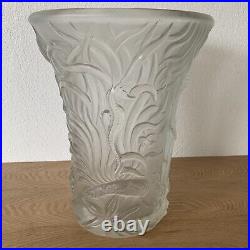 Grand vase Art Déco 1936 BAROLAC verre givré Josef Inwald Decor sous-marin