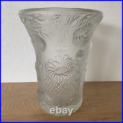 Grand vase Art Déco 1936 BAROLAC verre givré Josef Inwald Decor sous-marin