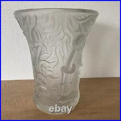 Grand vase Art Déco 1936 BAROLAC verre givré Josef Inwald Decor sous-marin