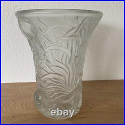 Grand vase Art Déco 1936 BAROLAC verre givré Josef Inwald Decor sous-marin