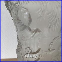 Grand vase Art Déco 1936 BAROLAC verre givré Josef Inwald Decor sous-marin