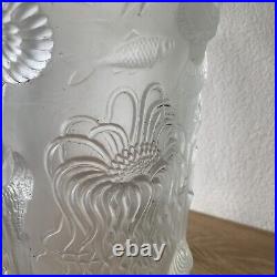 Grand vase Art Déco 1936 BAROLAC verre givré Josef Inwald Decor sous-marin