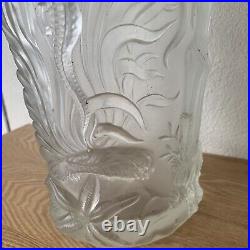 Grand vase Art Déco 1936 BAROLAC verre givré Josef Inwald Decor sous-marin