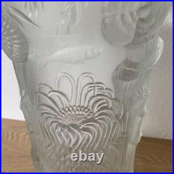 Grand vase Art Déco 1936 BAROLAC verre givré Josef Inwald Decor sous-marin