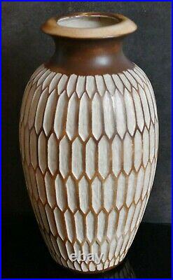 Grand vase Art Déco Grès J. Mougin Nancy N°162 J Décor géomètrique Africanisme