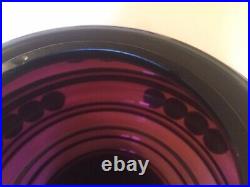Grand vase Art déco en verre soufflé violet et argent de la verrerie de Fains