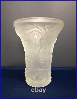 Grand vase JOSEF INWALD BAROLAC verre pressé moulé ART DECO décor fond marin