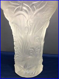 Grand vase JOSEF INWALD BAROLAC verre pressé moulé ART DECO décor fond marin