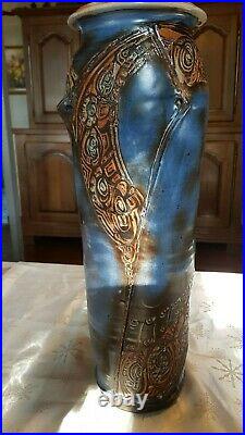 Grand vase en grès émaillé style art déco hauteur 50,5 cm
