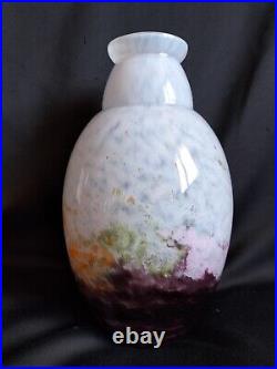 Grand vase en pâte de verre à effet marmoréen / Art Déco / Style Muller