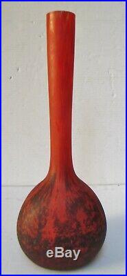 Grande Berluze Vase verre marmoréen rouge A. DELATTE Nancy Art Déco Era Muller