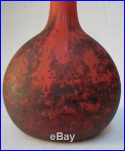 Grande Berluze Vase verre marmoréen rouge A. DELATTE Nancy Art Déco Era Muller
