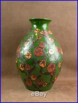 Grande Vase Art Deco Céramique Signe Sispa Emile Simonod Poterie Savoyarde 1930