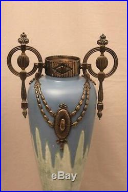 Grande paire de vases céramique et bronze époque art déco
