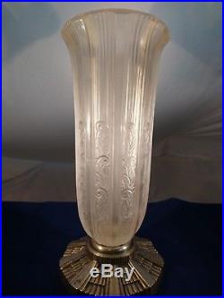 Grande vase en verre d'art deco de Hettier et Vincent