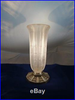 Grande vase en verre d'art deco de Hettier et Vincent